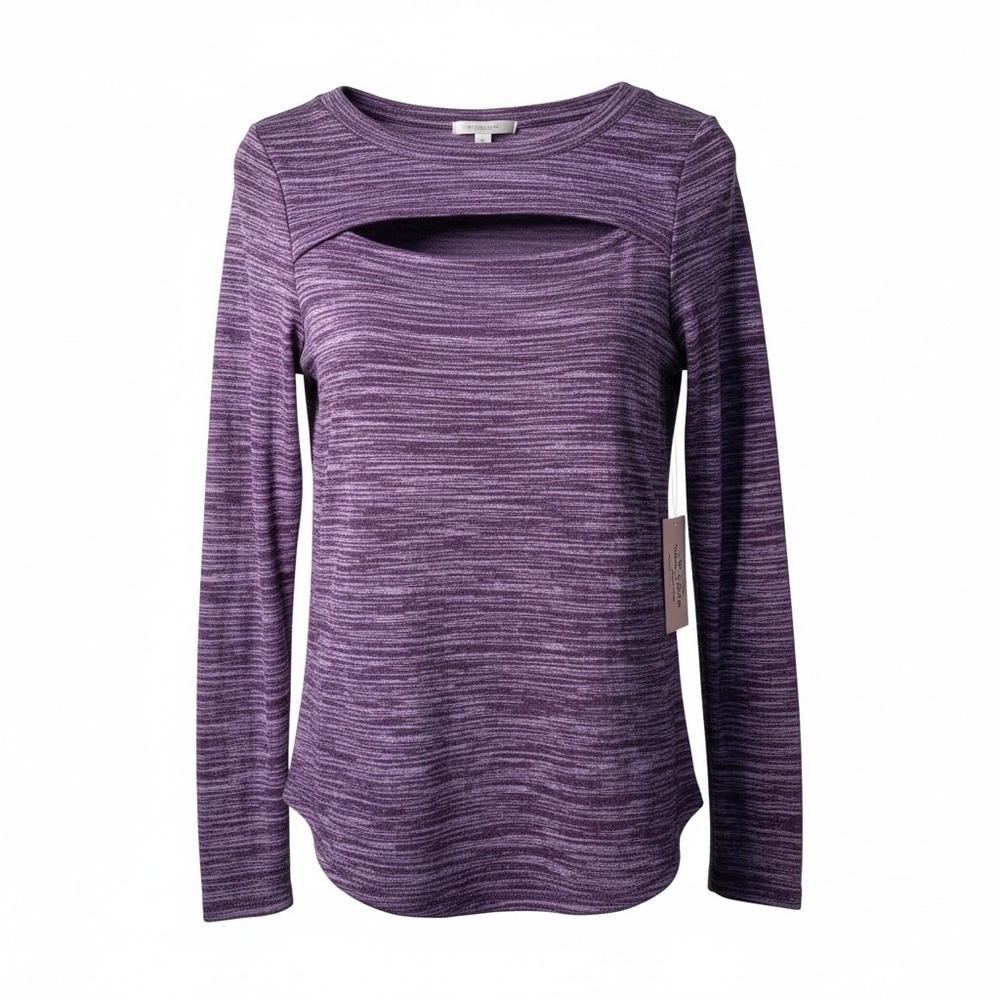 Juicy Couture Top Purple Space Dye Cut Out Long Sleeve Shirt XS Women Trendy NWT